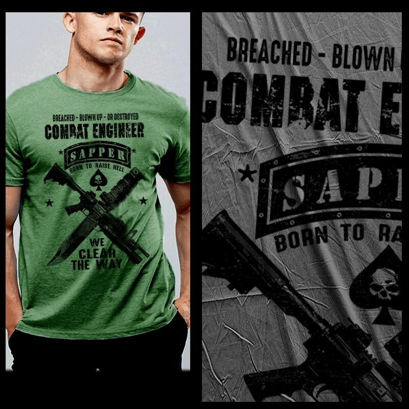 Combat Engineer T-shirt Army Sapper Military Infantry Airborne XL Green Tee