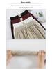 Pleated High Waist Fleece-Lined Wide Leg Pants for Women - Autumn Winter Slimming Plus Size Casual Wear