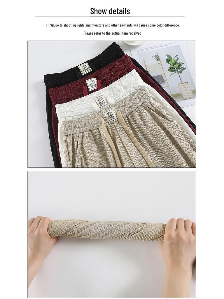 Pleated High Waist Fleece-Lined Wide Leg Pants for Women - Autumn Winter Slimming Plus Size Casual Wear