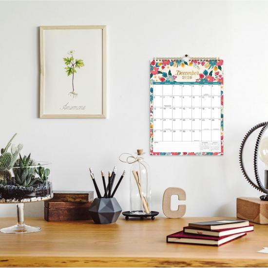 2026 Calendar - JAN 2026 - DEC 2026 Wall Calendar, 12 Month Wall Calendar 2026, 8.5" X 11", Twin-Wire Binding + Hanging Hook + Large Blocks with