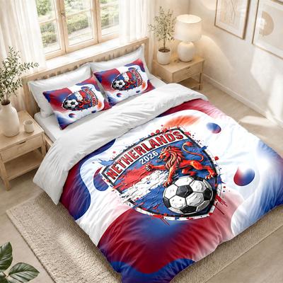 Bedding Set 1 Duvet Cover 2 Pillowcases Netherlands Football Print Bedroom Home Decoration