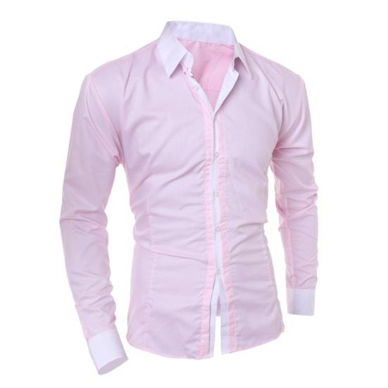 Outono Primavera Homens Camisa Formal Gola virada para baixo Trespassado Cor Contrastante Slim Fit Mangas Compridas Botão Cardigan Comprimento Médio Casual Uso Diário Top