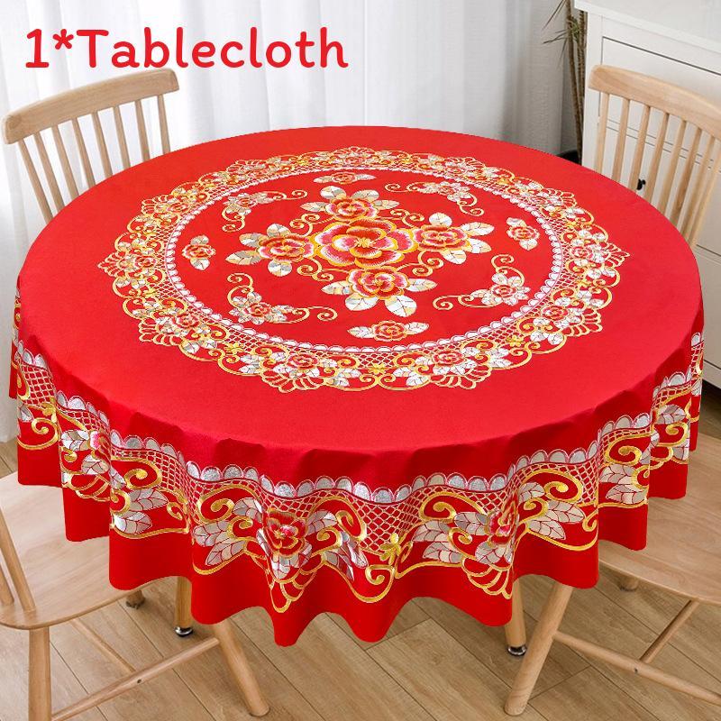 Pvc Round Square Tablecloth With Geometric Pattern For Home Dining And Holiday Decor