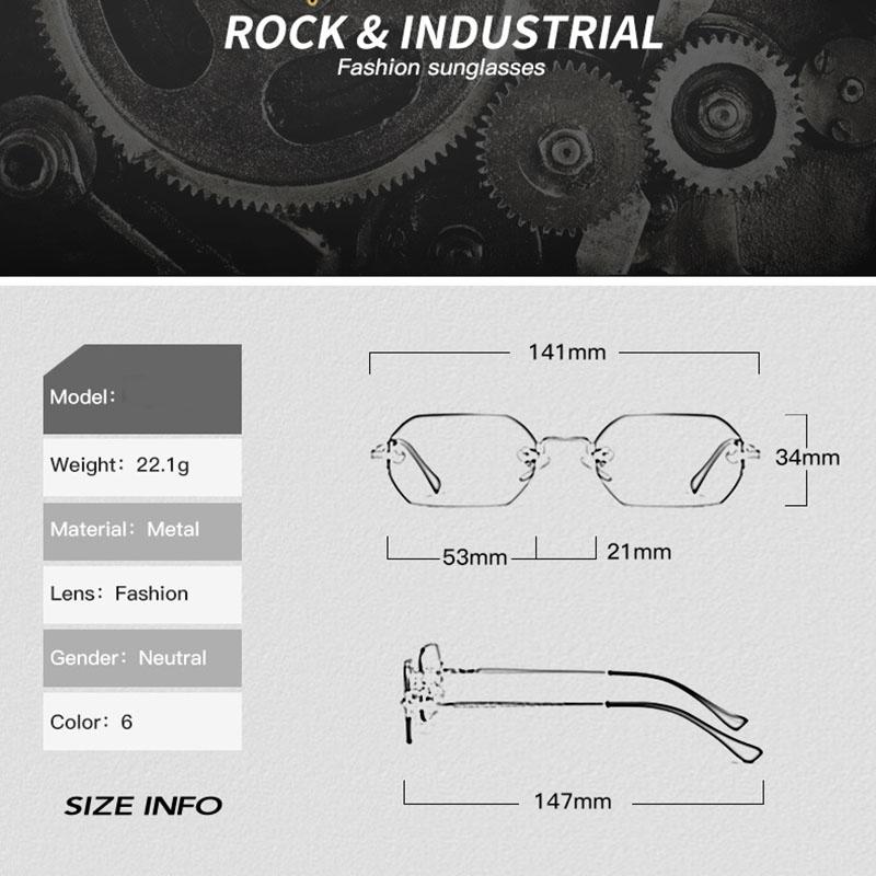 SHAUNA Gothic Rimless Sunglasses Retro Punk Gradient Shades UV400