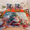 3PC Cartoon Christmas Duvet Cover Kawaii Elk Interesting Old Man Bedding Set (1Duvet Cover &2Pillowcases) No Filler/core
