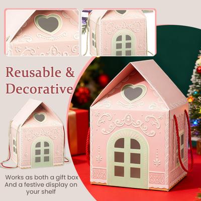 Yousheng Christmas Wonderland Cottage Gift Box Reusable Holiday House-Themed Packaging Decorative Keepsake Box Winter Home Decoration