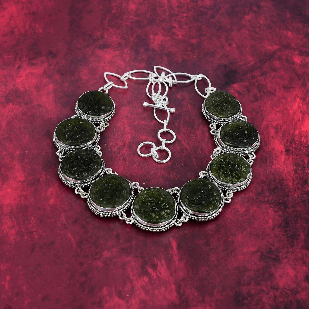Moldavite Necklace, 925 Solid Sterling Silver Jewelry, Gemstone Necklace, Gift For Her Handmade Dainty Jewelry