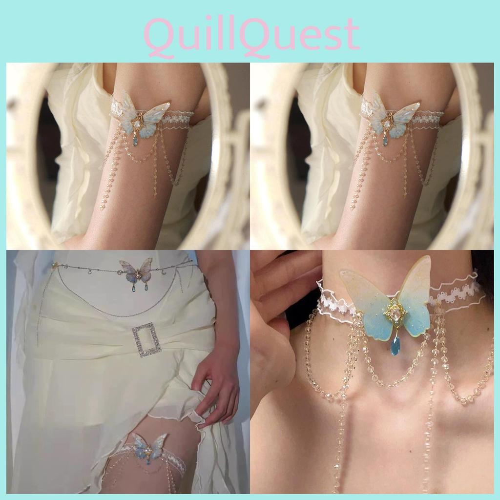 Summer 2024 Lace Butterfly Tassel Arm Chain Sweet Fresh Style Jewelry Womens