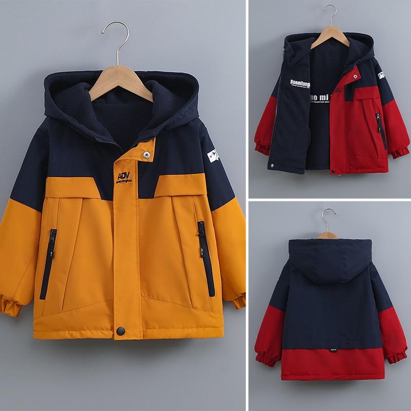 Giacca Reversibile Foderata in Pile per Bambino Invernale Doppia Faccia con Cappuccio Antivento Impermeabile Calda Giacca da Esterno Per