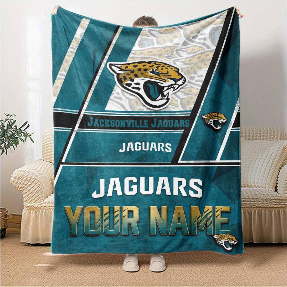 Name Custom Jacksonville Jaguars Logo Print Flannel Blanket High Quality Warm Comfortable Cover for All Seasons Perfect for Gifts Home Decor