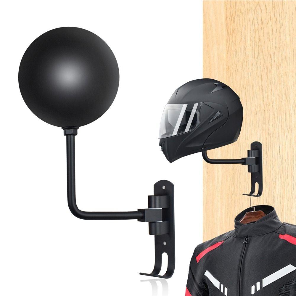 Wall Mounted 180° Rotation Helmet Hanger Space Aluminum Helmet Display Rack  Garage Organizer