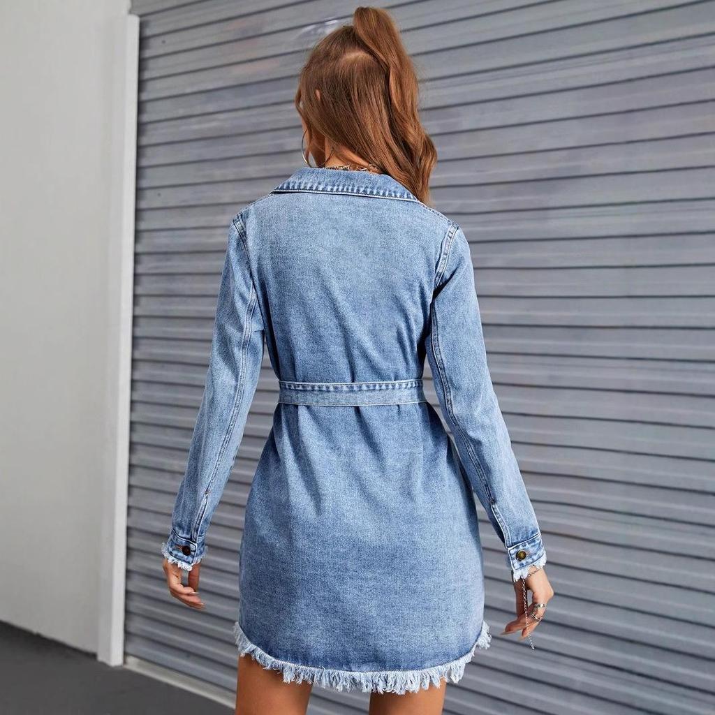 Women's European & American Retro Slimming Long Sleeve Denim Dress
