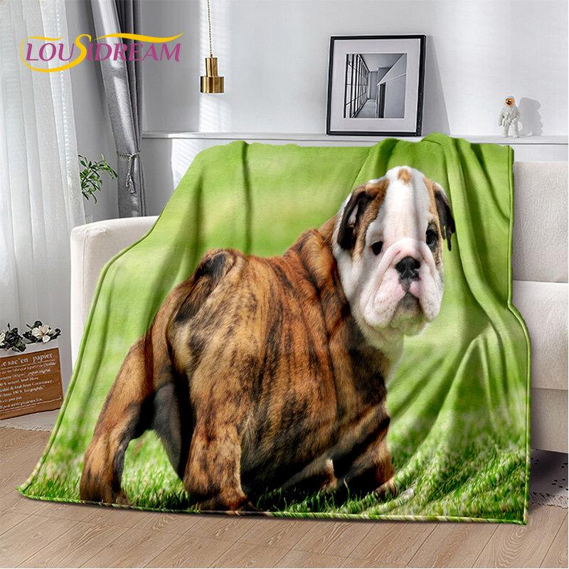 Cartoon French Pit Bull Dog Pet Soft Plush Blanket,Flannel Blanket Throw Blanket for Living Room Bedroom Bed Sofa Picnic Cover