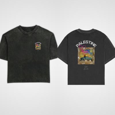 Palestina tvättad överdimensionerad t-shirt retro street herr dam bomullst-shirt herr streetwear dam korta ärmar unisexkläder