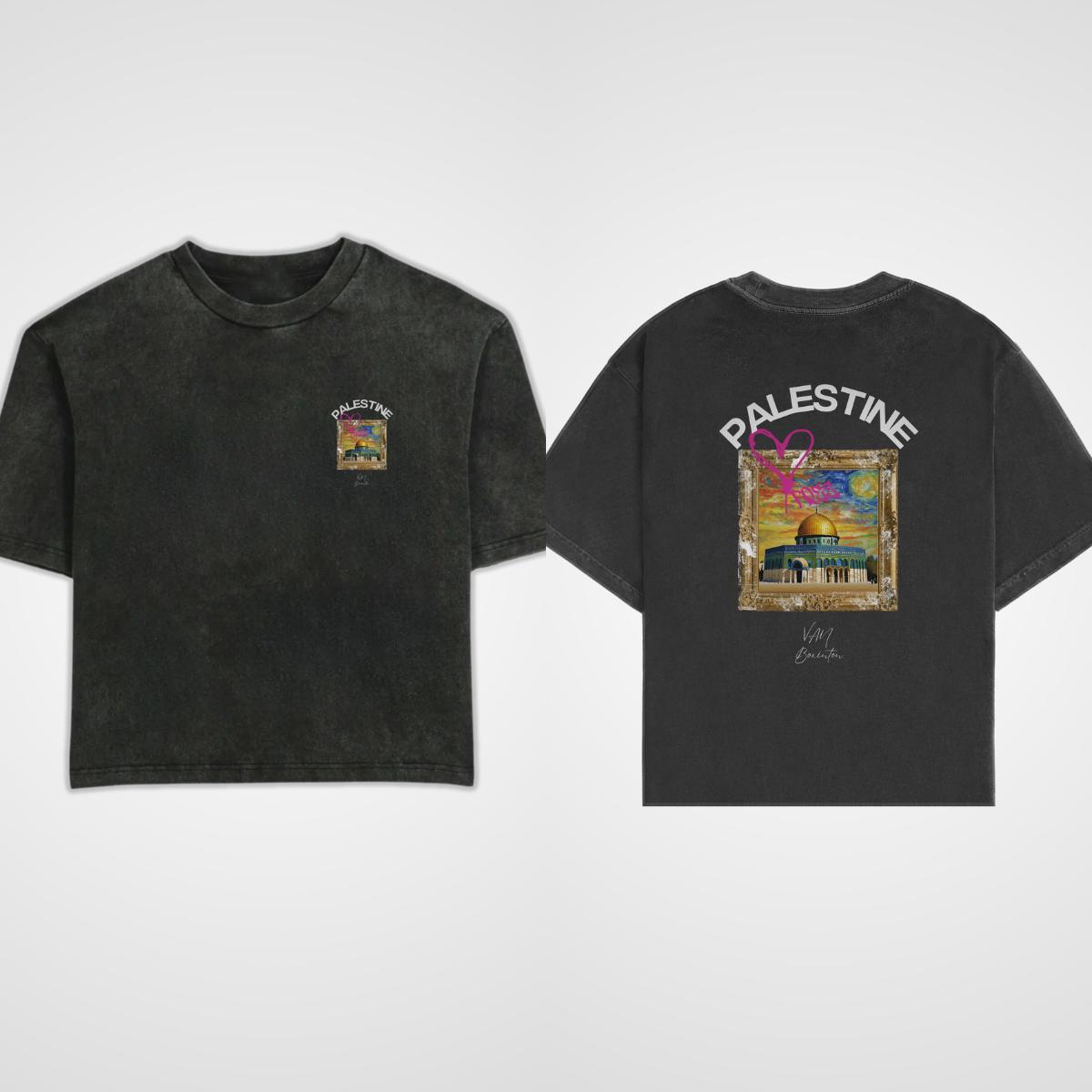 Палестина Стираная Оверсайз Футболка Ретро Уличная Мужская Женская Хлопковая Футболка Мужская Уличная Одежда Женская С Коротким Рукавом Унисекс Одежда L