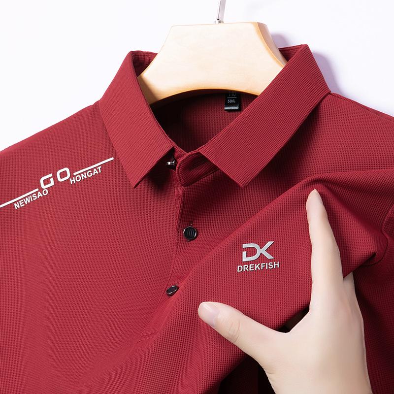 Polo Shirt Men'S Premium Long Sleeve Business Casual Men'S Small Waffle Stretch T-Shirt