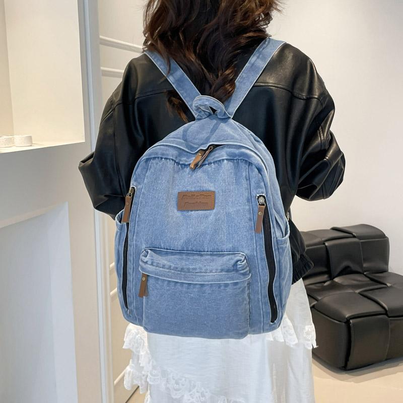 Large Capacity Denim Backpack Women's Backpack Student Travel School Bag
