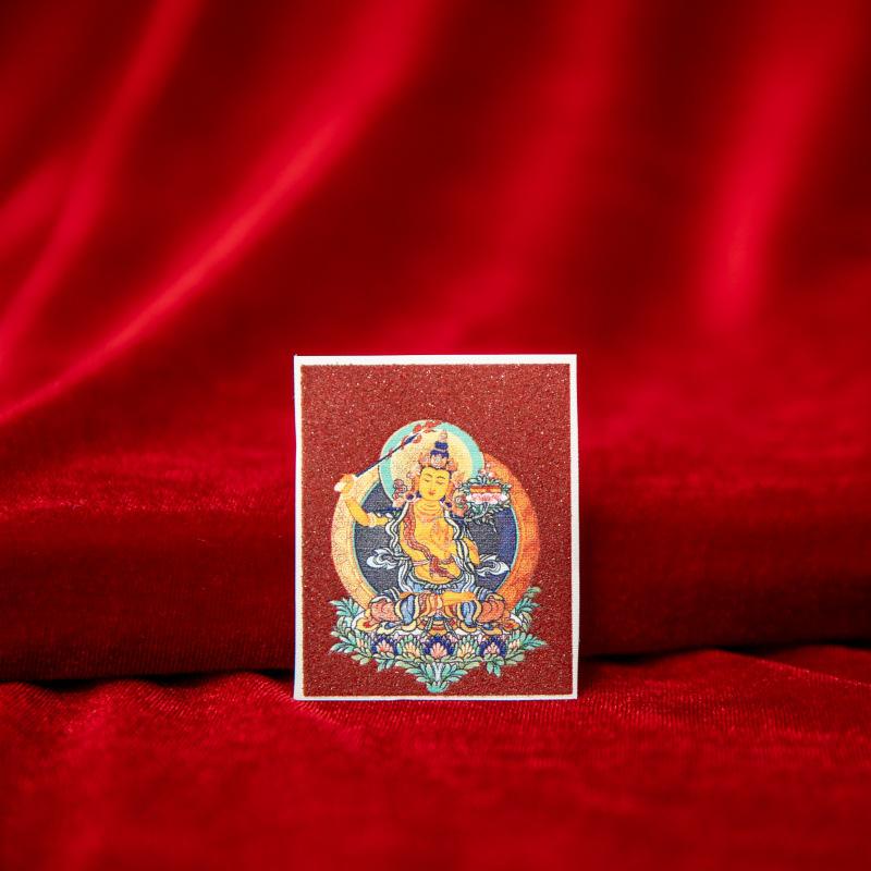 Tibetan Eight Protectors Cinnabar Mineral Sand Thangka Painting Core 4X5 - Birth Year Buddha