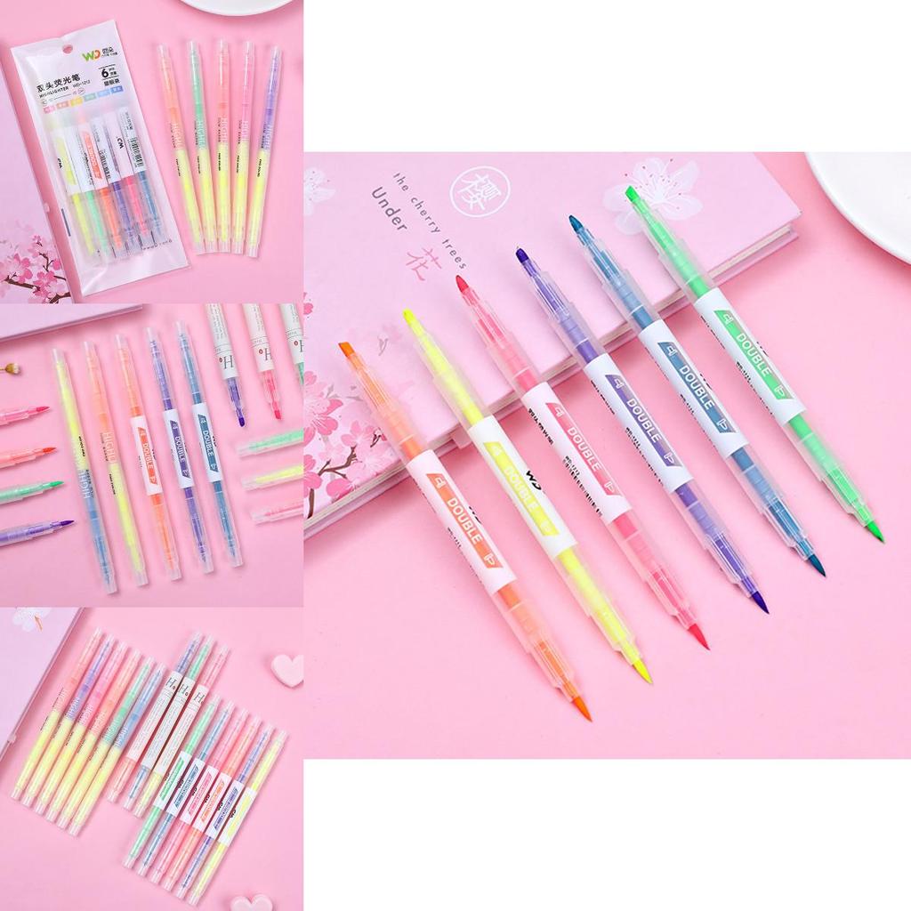 Creative Double-ended Highlighter Pack For Students And Office Use Vibrant Colors