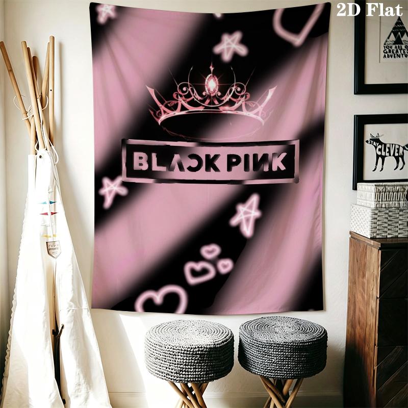 Blackpink Wandteppich Ästhetisches Wandbehang Gedruckter Stoffdecke Dekorative Wandteppiche für Schlafzimmer Wohnzimmer Heimdekoration