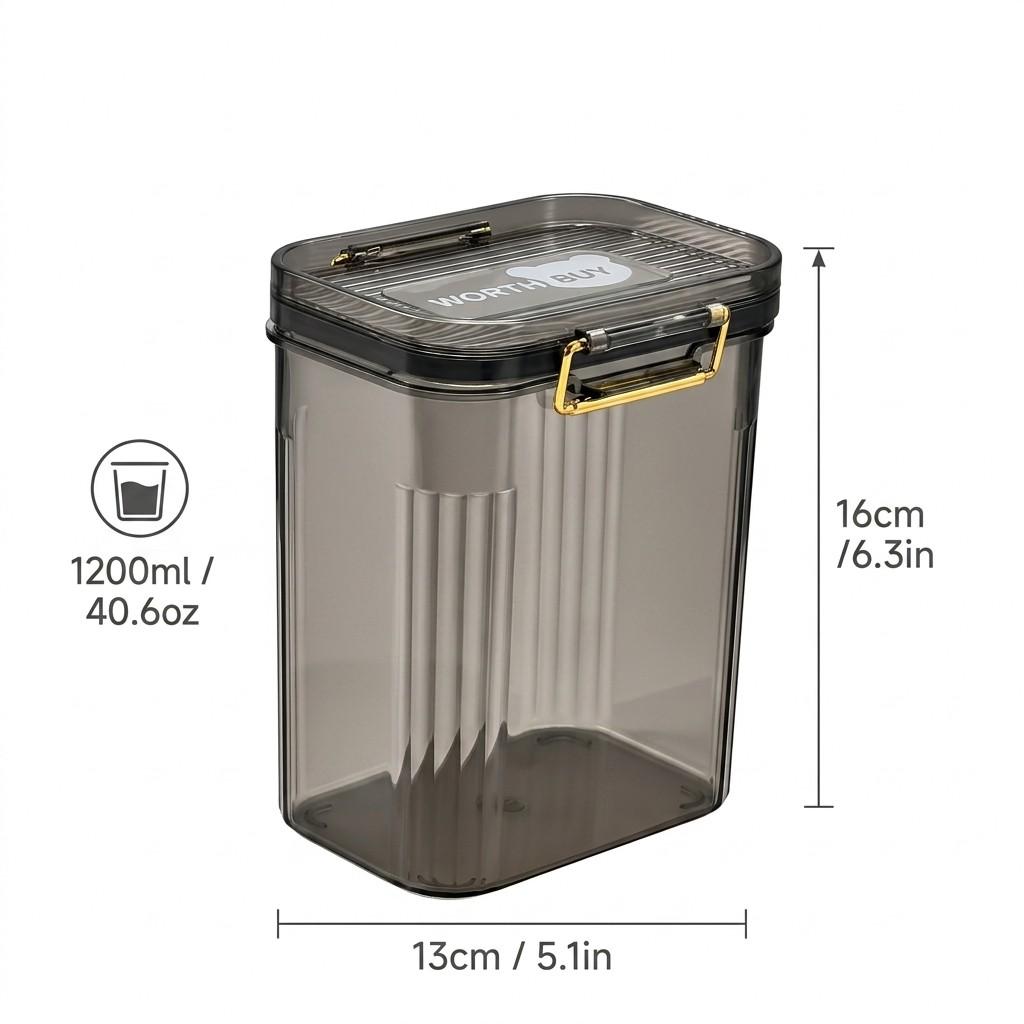 Airtight Food Storage Containers Fridge Stackable Clear PET Plastic Kitchen Jars Leakproof Pantry Organizer Cereal Pasta Coffee