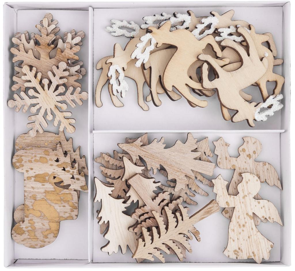 Wooden Shapes Christmas Mix 24 Pcs