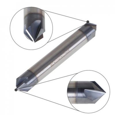 3/8" 4 Flute 90 Degree Carbide Chamfer Mill - Double End - Tialn Coated