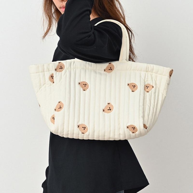 Reisetasche Wickeltasche für Frauen Große Kapazität Stickmuster Handtasche Kinderwagen Hängende Tasche Mama-Tasche