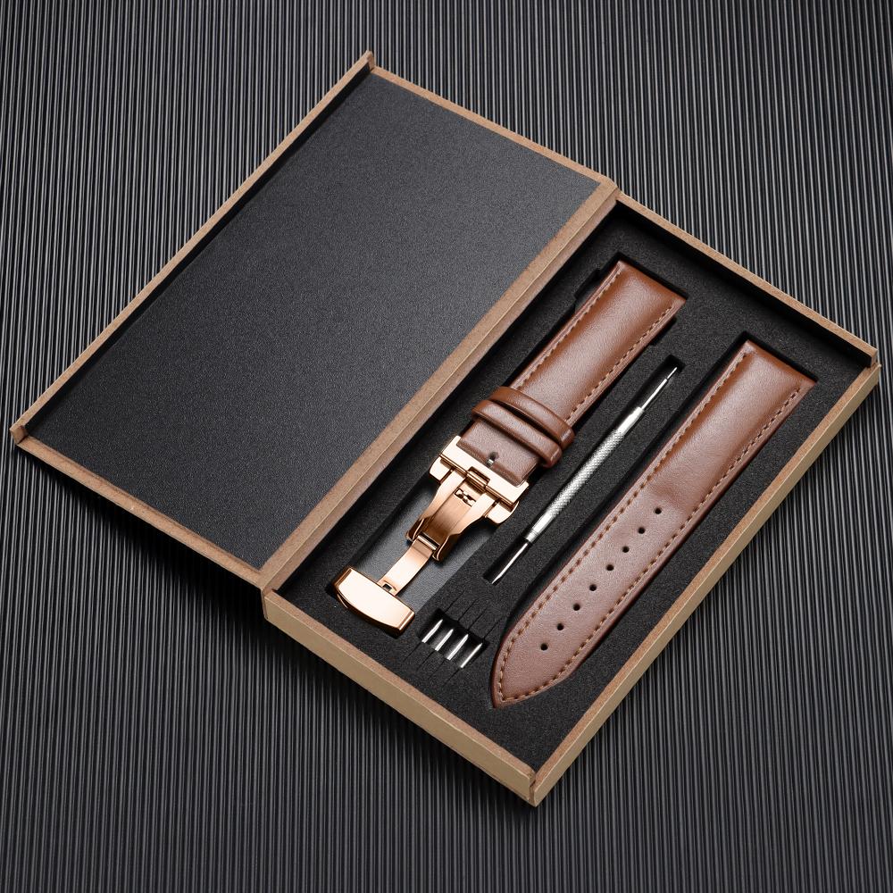 Echtes Leder Uhrenarmband 12/13/14/15/16/17/18/19/20/21/22/23/24mm Armbänder Herren und Damen Business Armbanduhr Armband mit Box