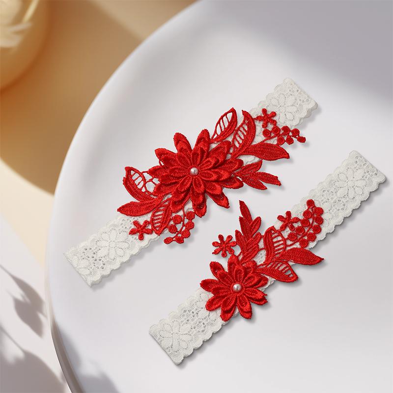 2 pezzi di giarrettiere da sposa europee americane, cintura in pizzo color caramella, stile occidentale, accessori per matrimoni, anelli elastici per le gambe da donna