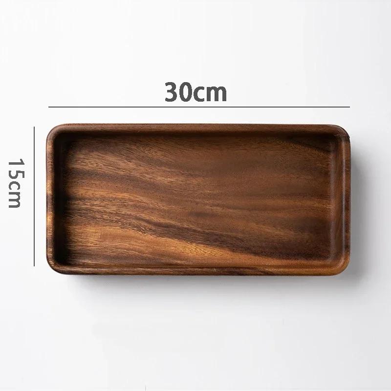Breakfast Plate Rectangular Deep Plate Tray for Food Snack Dish Fruit Bowl Wooden Tableware Plates Trays Serving Dry Wood Dining