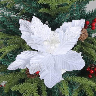 Noel Yapay Çiçek Uzun ömürlü Noel Ağacı Ev Şenlikli Dekorasyon için Parlak Sahte Çiçek Süsler