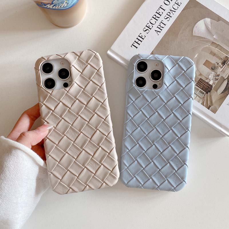 Luxury Braided Pattern Leather Cover for IPhone 17 16 15 14 13 Pro Max 16Pro 15Promax Soft Silicone Shockproof Back Case Caque
