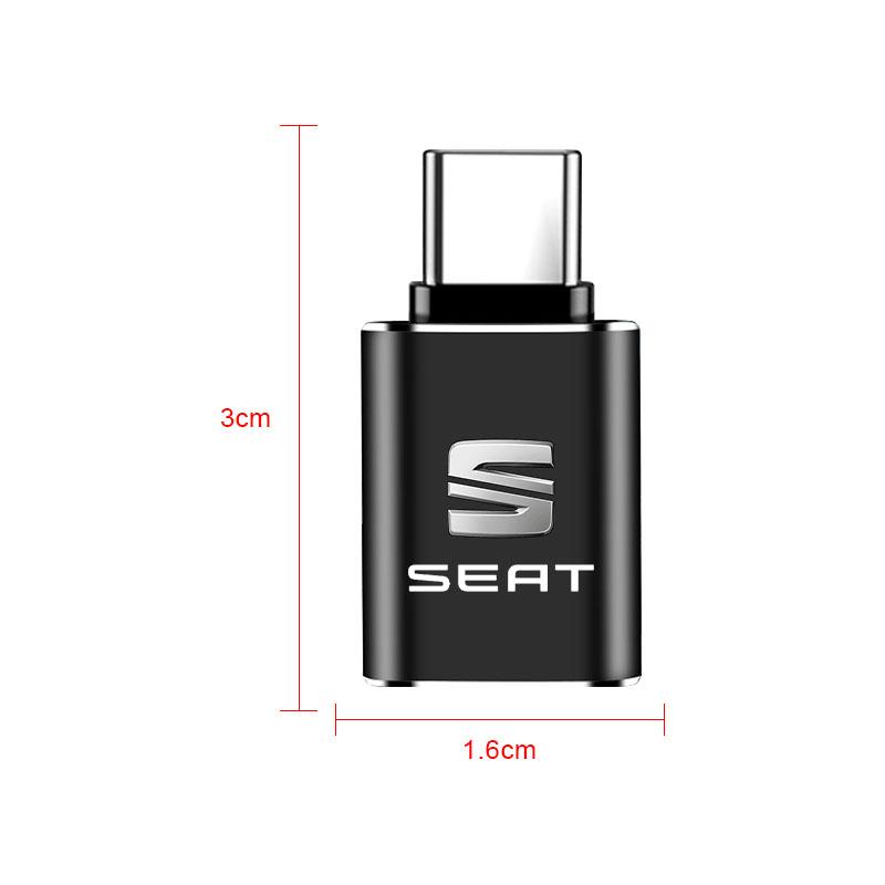 1Pcs Car Charging Adapter Type-C To USB Converter Car Accessories For Seat Leon FR Altea Ibiza Toledo Cordoba Alhambra Arona Ateca Exeo