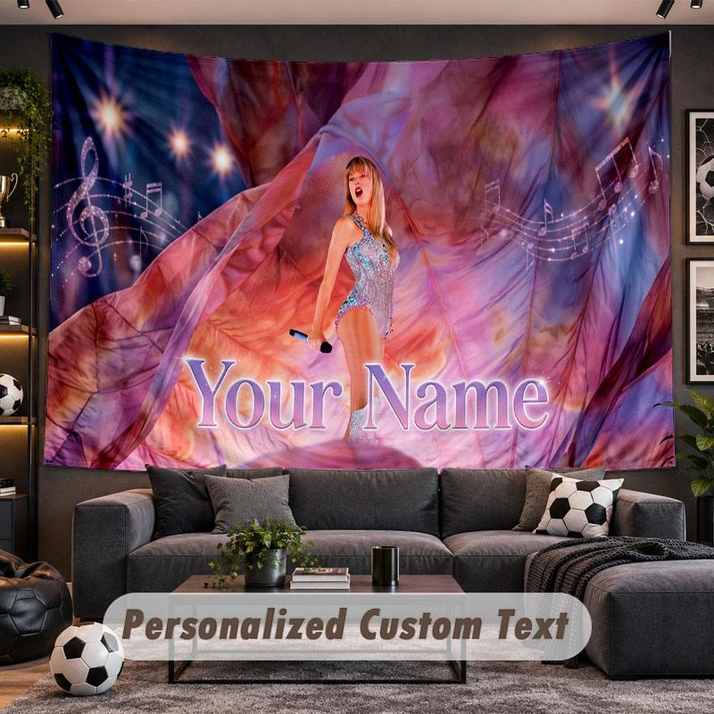 Wall Hanging Tapestry Custom NameTaylor Swift Pattern Personalized Printed Fabric Wall Decor