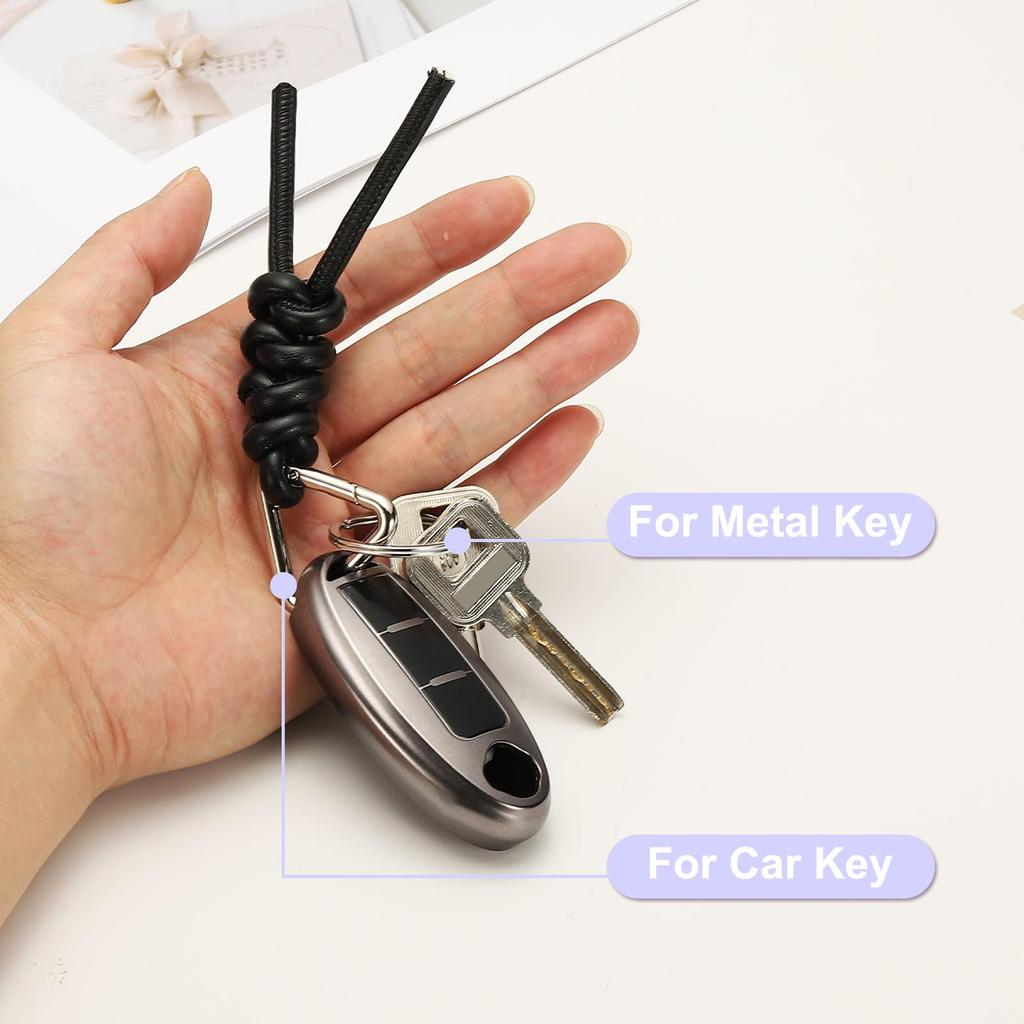 uxcell PU Leather 1pc Universal Car Handmade Braided Cord Keychain Holder with Detachable Open Key for Women and Men Keychain, Keychain, Ring,
