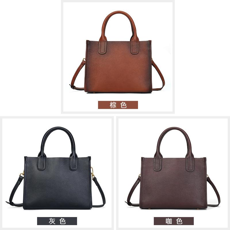2025 Vintage Cowhide Leather Tote Bags High Quality Women's Top-handle Handbag Designer Shoulder Crossbody Bag Large Capacity