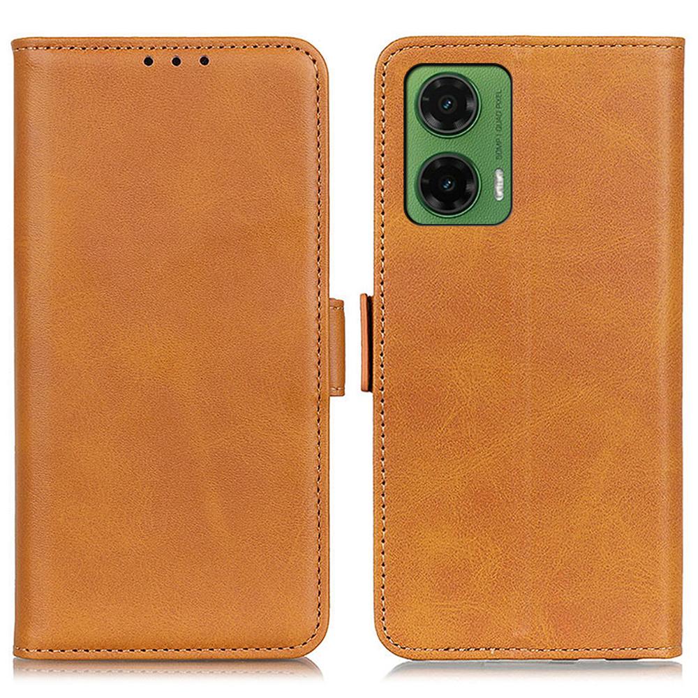 

For Motorola Moto G35 5G Case Stand Cowhide Texture PU Leather Phone Cover B