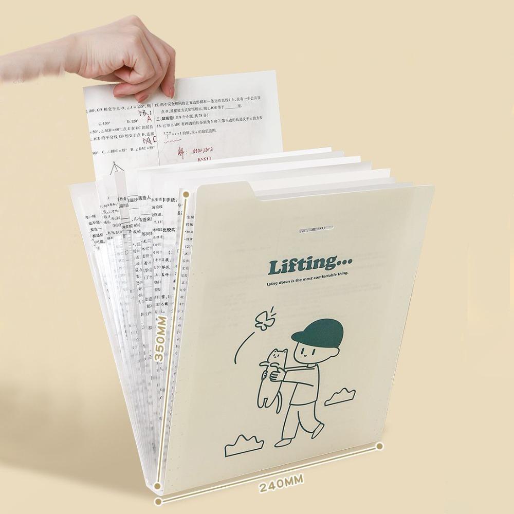PP Document Storage Pouch Large Capacity Data Storage Bag Vertical Folder  School Office Supplies