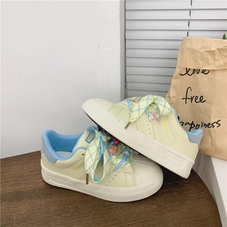 Thick-soled 2024 spring student Korean version street shot women's shell head low-top skateboard shoes new Hong Kong style Harajuku women's shoes