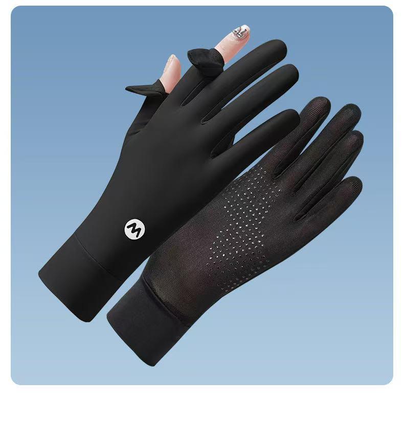 Damen Sommer-Handschuhe mit UV-Schutz, aus Eis-Seide, fingerlos, mit Klapp-Oberteil: Atmungsaktiv, Schweißabsorbierend, für Autofahren & Outdoor-Radfahren.
