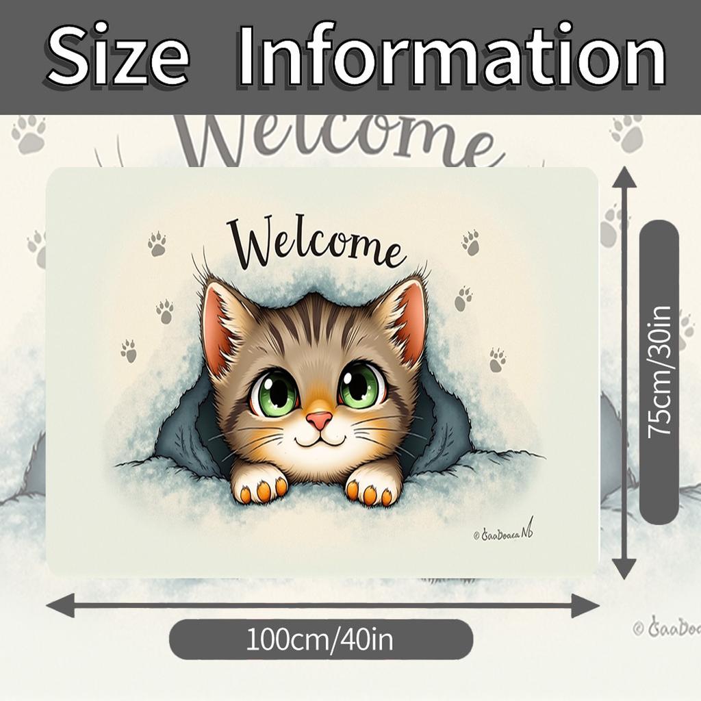 1Pcs Kitten & Welcome Sign Car Trunk Mat Anti Slip Cargo Liner Waterproof Storage Protector for SUV Sedan