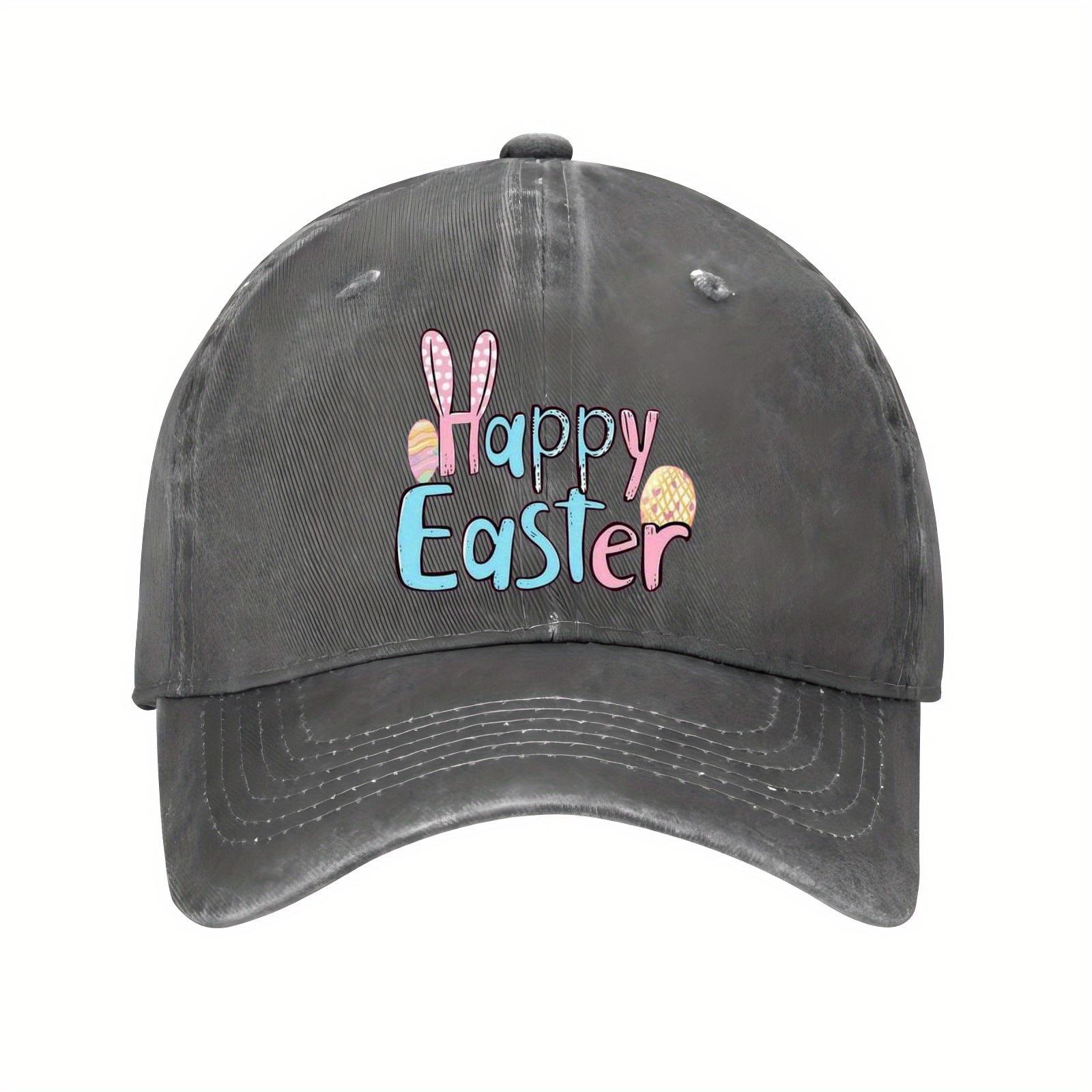 

Happy Easter Graphic Baseball Cap Bunny Eggs Print Casual Polyester Sporty Outdoor Hat for Unisex One Size