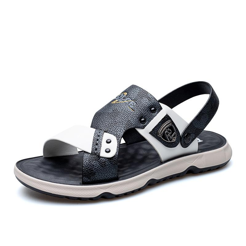 

Модные летние мужские сандалии из высококачественной кожи на платформе для улицы и пляжа, дизайнерские шлепанцы с мягкой подошвой, повседневная обувь для вождения 44
