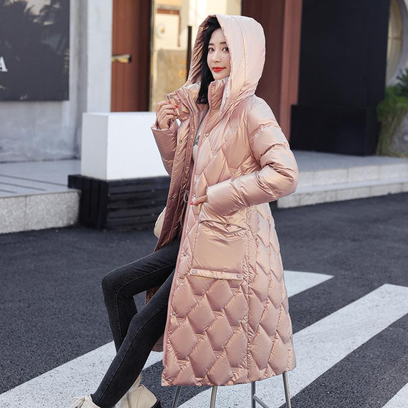 Buzunar mare, cu glugă, cu șnur, rezistentă la vânt, de lungime medie, din bumbac, haină pufă, îmbrăcăminte de iarnă