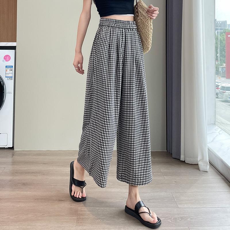 Loose-fitting Cotton and Linen Pants for Women In Summer Casual Nine-inch Wide-leg Pants with A Good Drape and Flared Pants