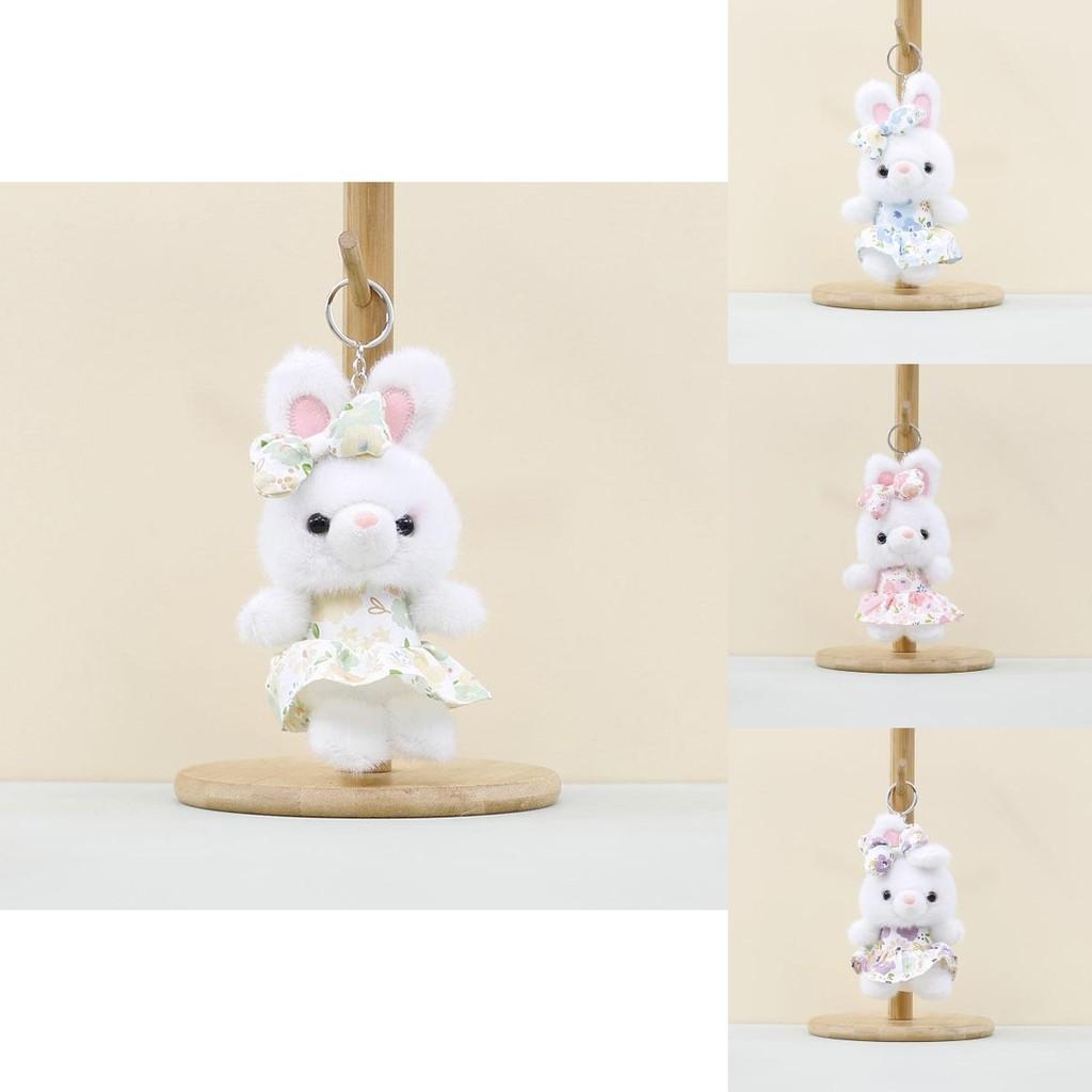 Cute Bunny Plush Toy Keychain Soft Pp Cotton Rabbit Doll In Charming Colorful Dress Designs