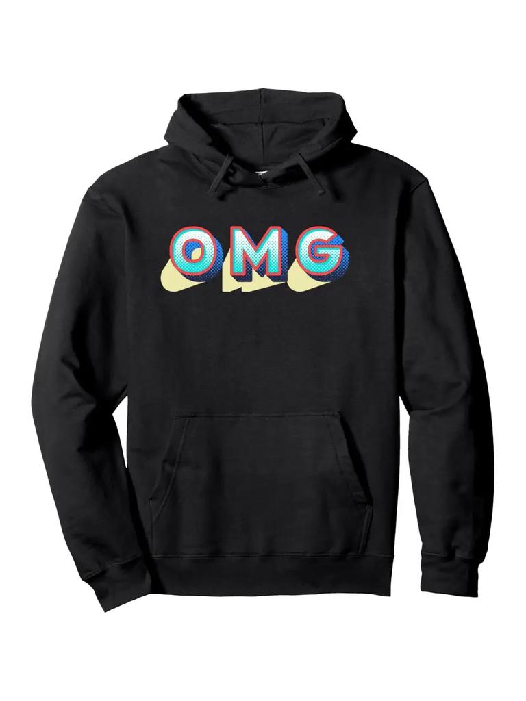 OMG - Oh My God Graphic Hoodie Sweatshirt - Black Pullover Hooded Sweatshirt with OMG Print