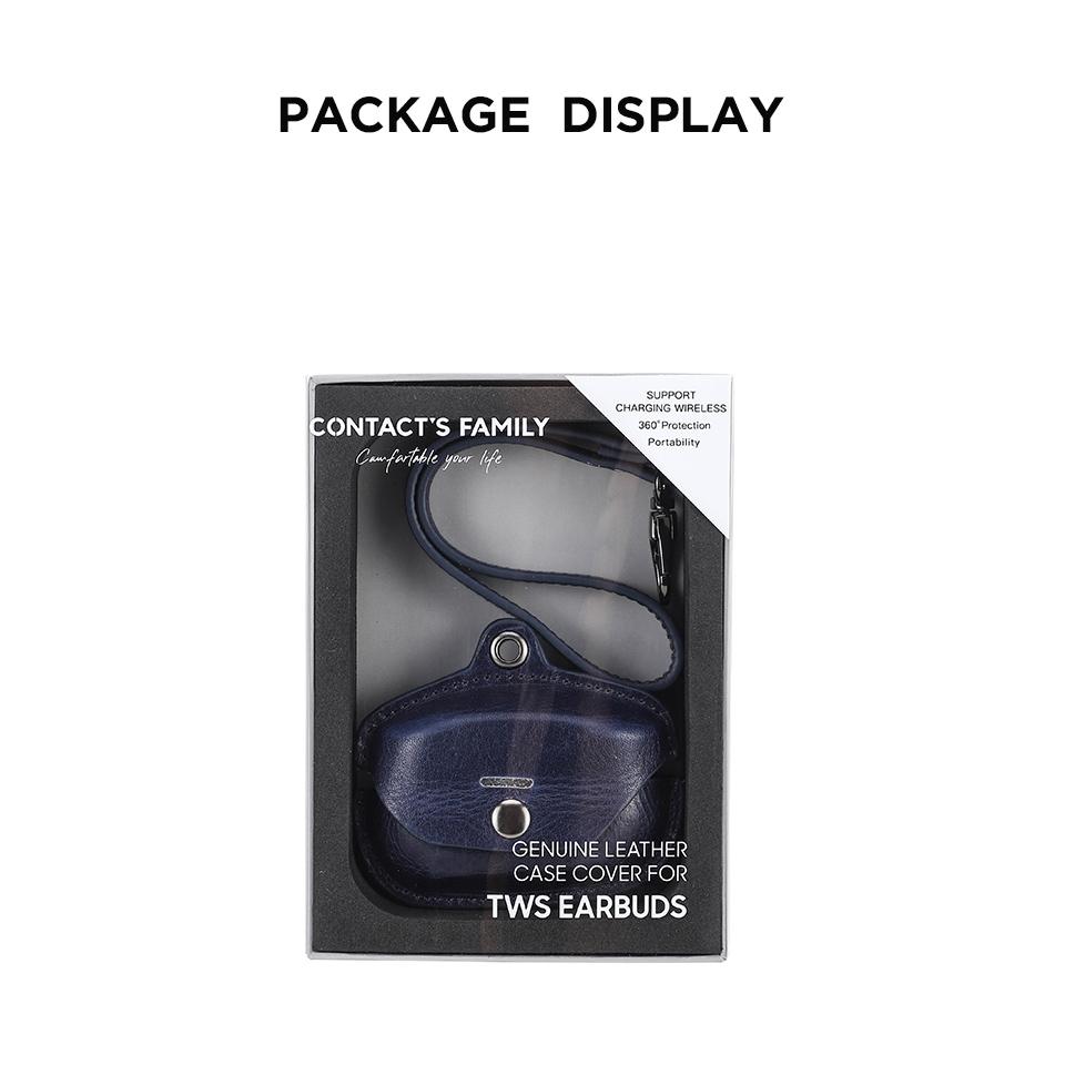 

CONTACT S FAMILY 100% Cow Leather Case For Sony WF 1000XM4 Case Cover Wireless Earbuds Protective Shell Bluetooth Earphone Cases For sony wf 1000xm4 синій