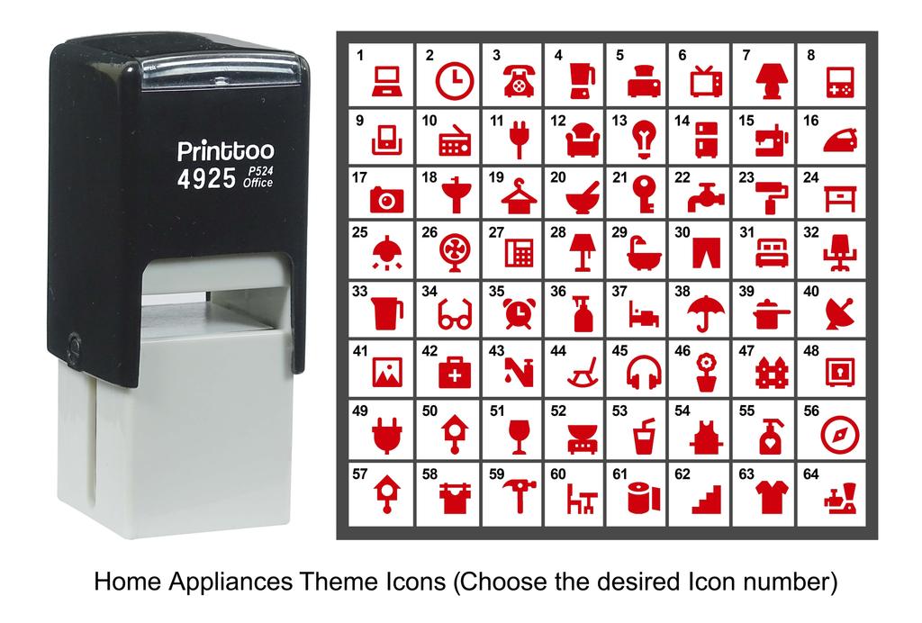Printtoo Home Appliances Theme Icons Rubber Stamp Self Inking Stamper 24 Mm